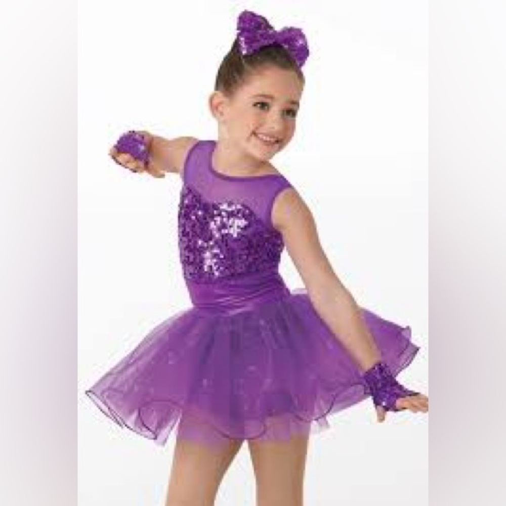 Weissman - Get Your Sparkle On style 8802 - leotard dress & bow - size LC